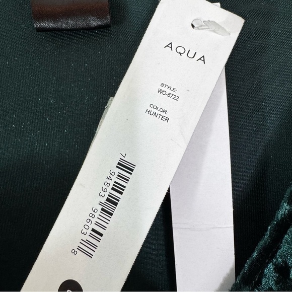 AQUA Velvet Faux Wrap Mini Dress Green Size S NWT - Picture 5 of 8